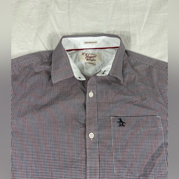 Original Penguin Slim Fit Mens Multicolor Plaid Long Sleeve Button Up Shirt M - Picture 1 of 12